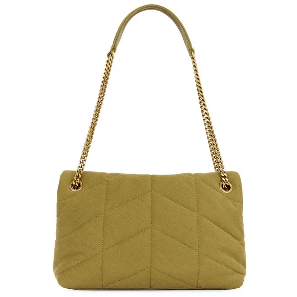 Saint Laurent Small Puffer Chain Fir Green Gold YSL Logo Shoulder Crossbody Bag - Picture 14 of 16